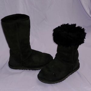 GUC * UGG BOOTS * SIZE 5 * CLASSIC TALL BLK BOOTS * SHEEPSKIN * FOLDABLE